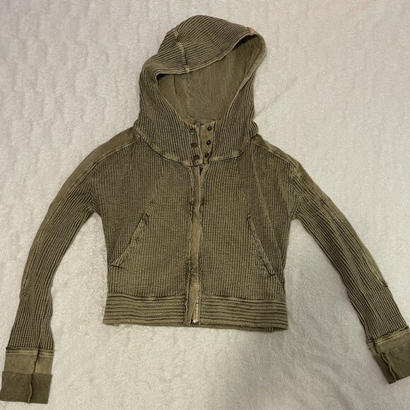 ✨Free People one mason hoodie army green - small - Picture 1 of 2